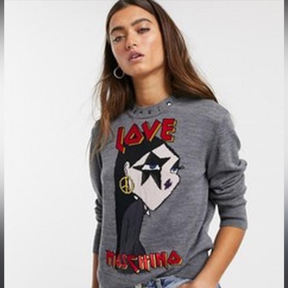 Love Moschino rock and roll studded embroidered sweater LAST PRICE